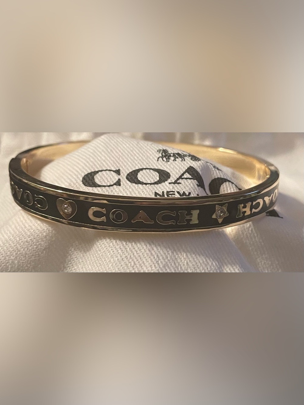 Coach Black and Gold Logo Bangle